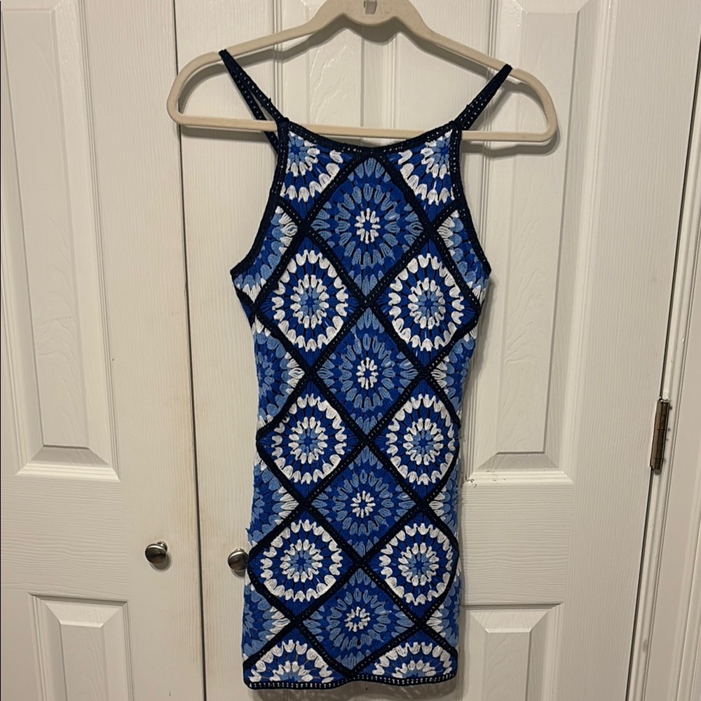 Aqua Girls Tile Crochet Dress